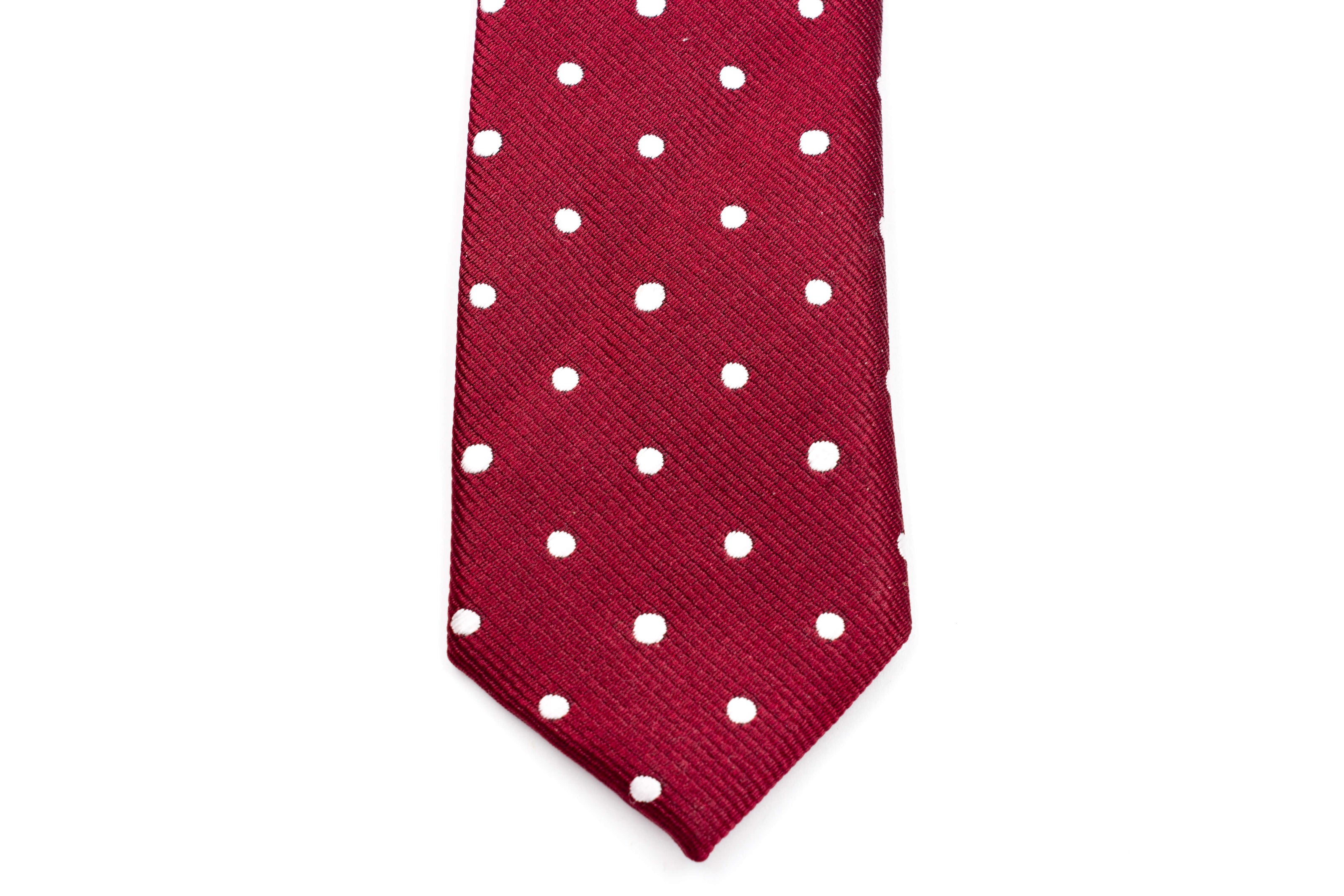 Men's Skinny Tie - Burgundy/White Polka Dot