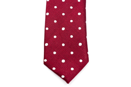 Men's Skinny Tie - Burgundy/White Polka Dot