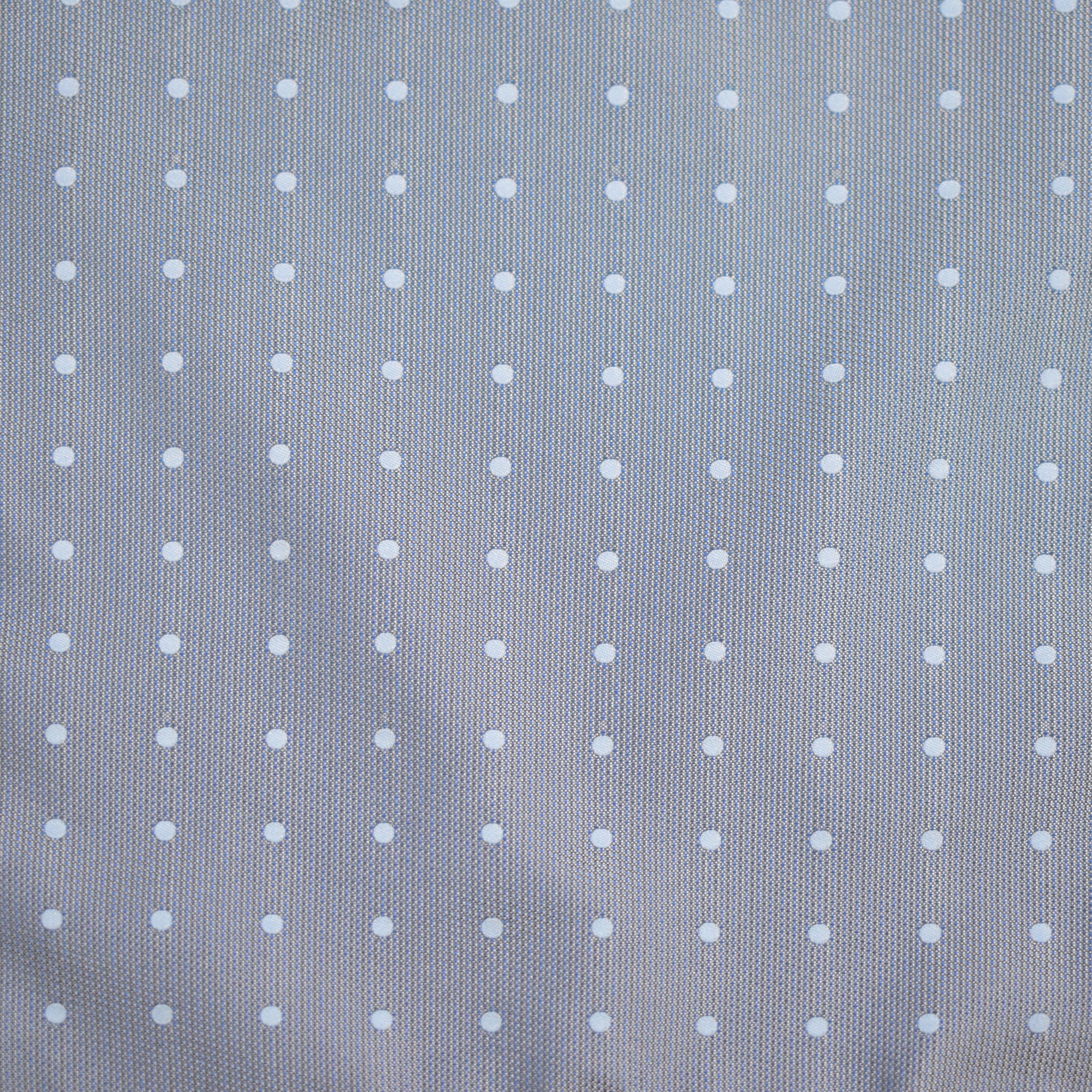 Men's Neck Tie - Stone Grey Blue Polkadot