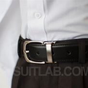 Baby's / Boys' Reversible Black & Dark Brown Leather Belt with Clasp Buckle