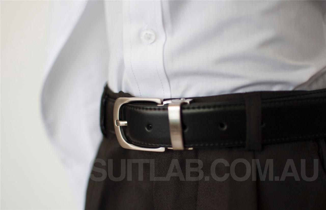 Baby's / Boys' Reversible Black & Dark Brown Leather Belt with Clasp Buckle