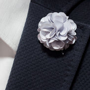 Chrysanthemum Lapel Pin - Light Grey