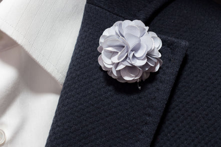Chrysanthemum Lapel Pin - Light Grey